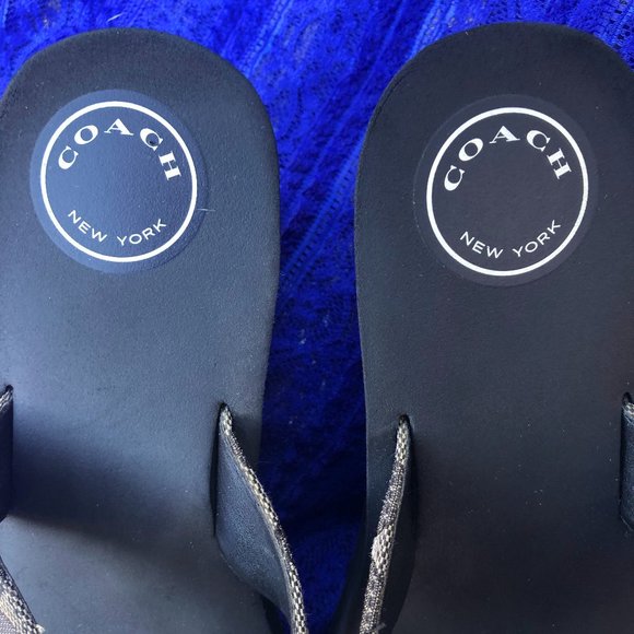 SOLD Coach Jen Platform Sandals/ Flip Flop- Smoke Coal- Size 9- Coach Logo - Picture 10 of 10